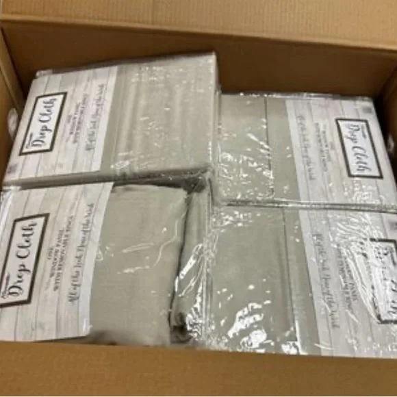 Mercantile Drop Cloth Light Filtering Ring Top Tab Farmhouse Curtain Pan… - Picture 8 of 8